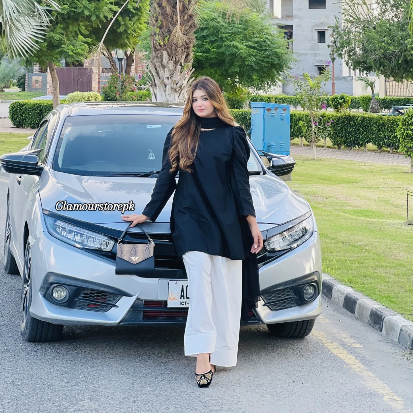 Black Frock with Farshi Shalwaar