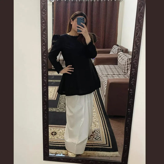 Black Frock with Farshi Shalwaar