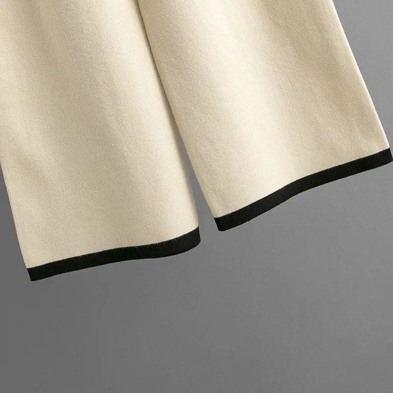 Knit Two-Piece Set with Black Contrast Detailing . .