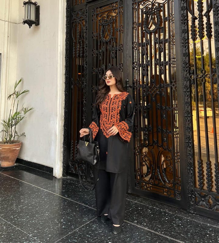 Rachelle – Black Embroidered Cotton 2-Piece Outfit 🖤✨