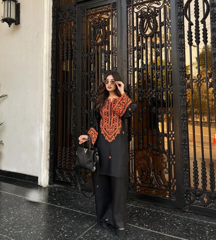 Rachelle – Black Embroidered Cotton 2-Piece Outfit 🖤✨