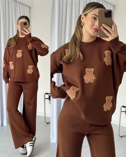 Brown Teddy Bear Fleece Winter Co-ord Set