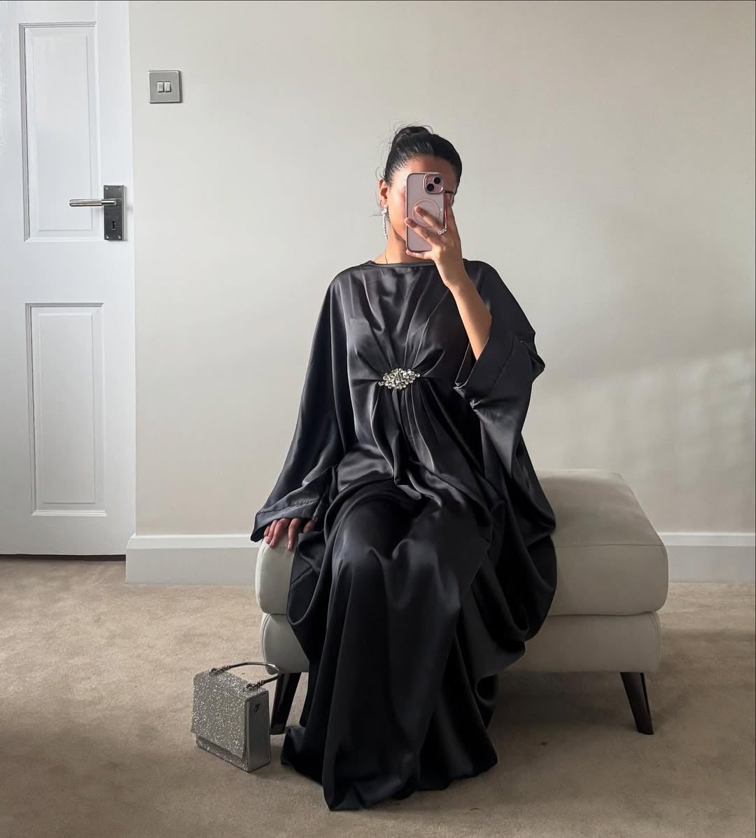 Emerald Silk Kaftan Gown