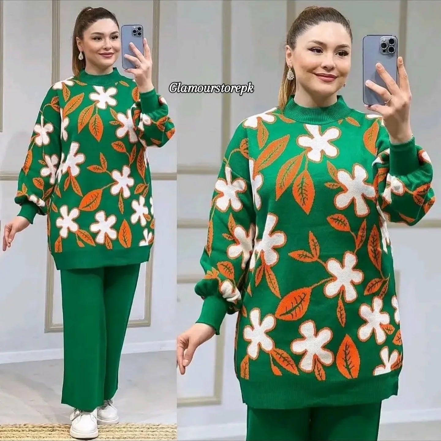 Comfort Flower Printed Premium Quality Winter 2-Pcs Co-Ord Set. WWTS-01