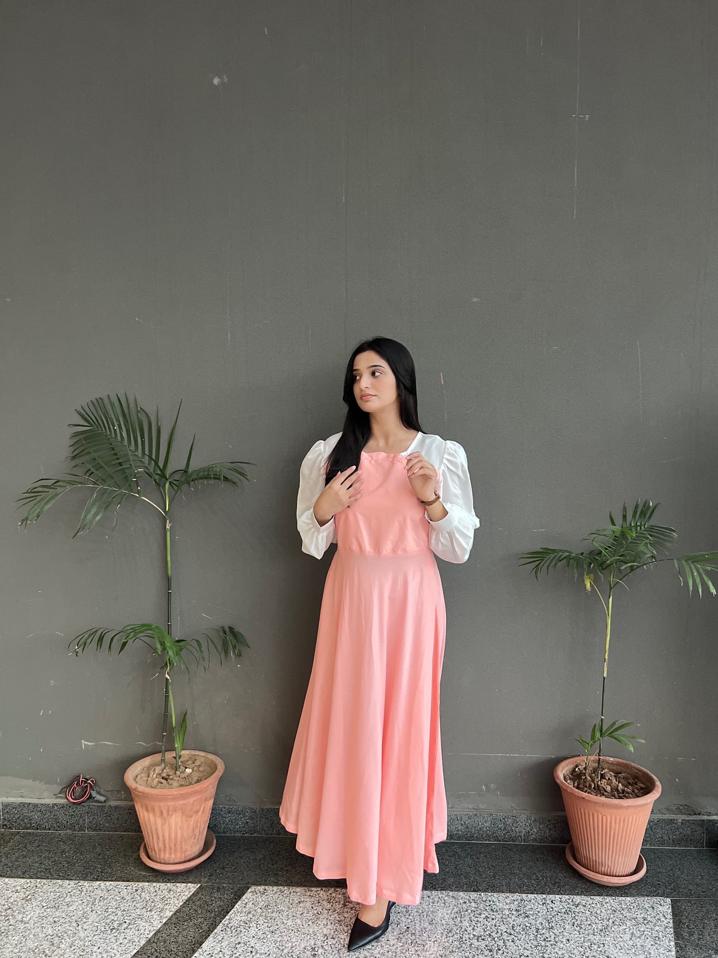 Hezal Soft Peach Long Maxi