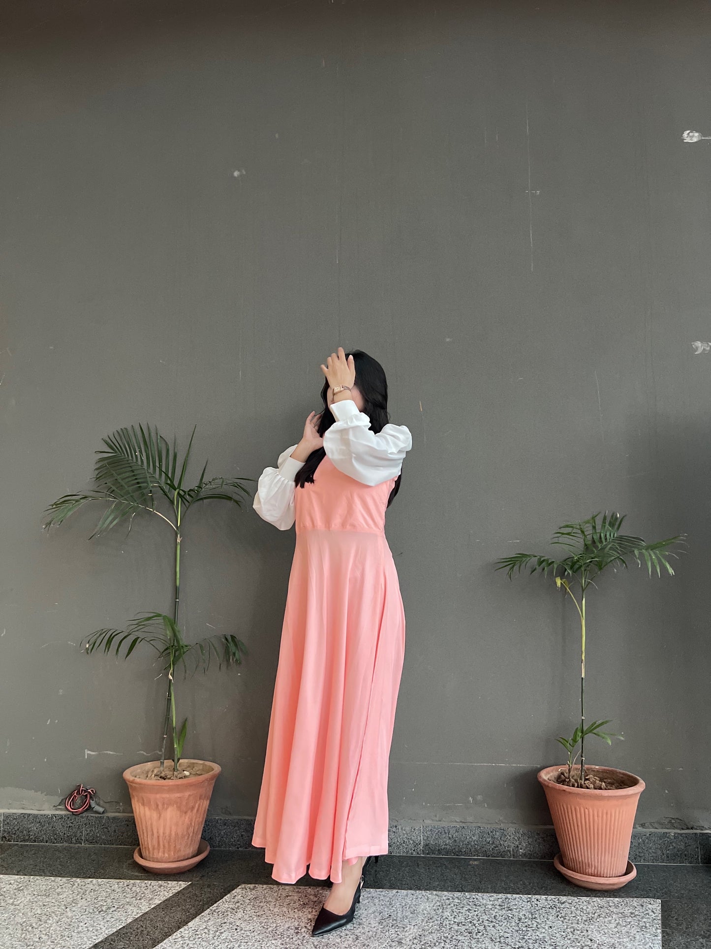 Hezal Soft Peach Long Maxi