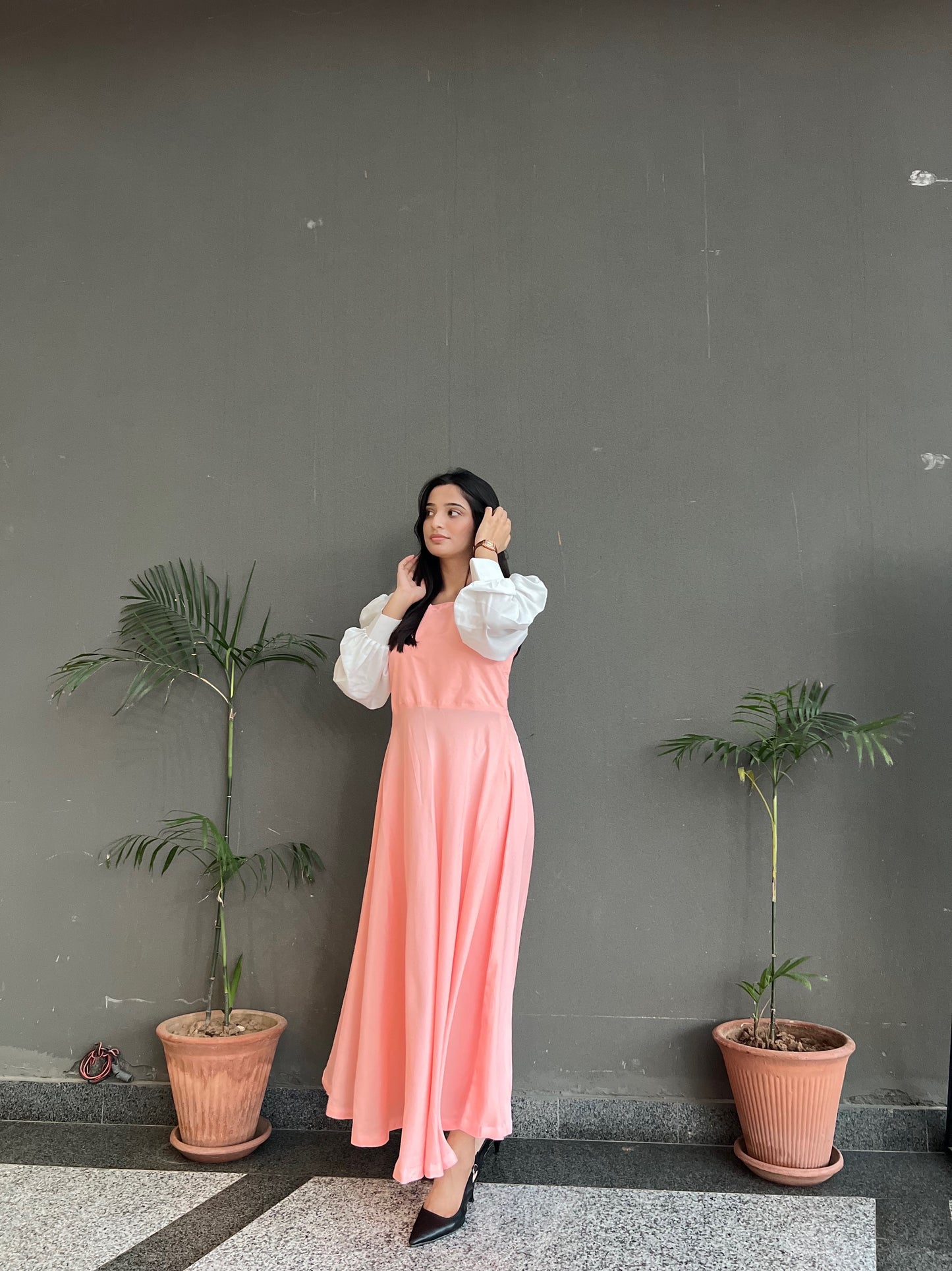 Hezal Soft Peach Long Maxi