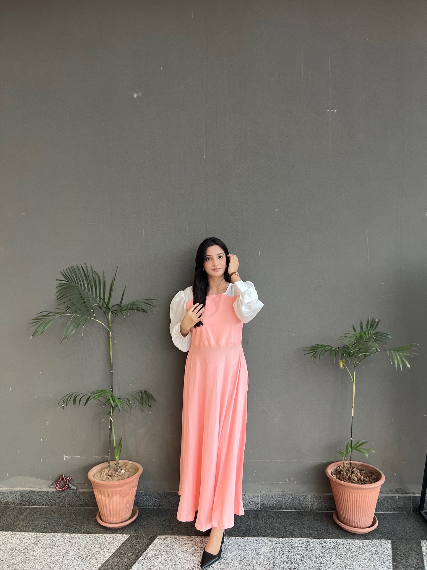 Hezal Soft Peach Long Maxi