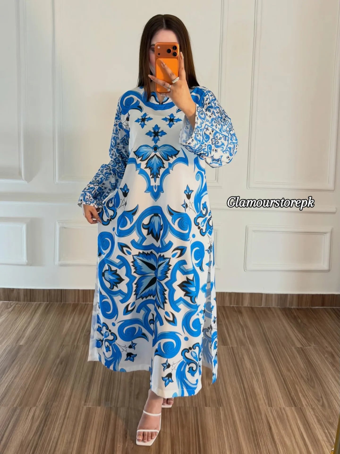 Blue Royal Printed kaftan maxi – 2 Piece Set