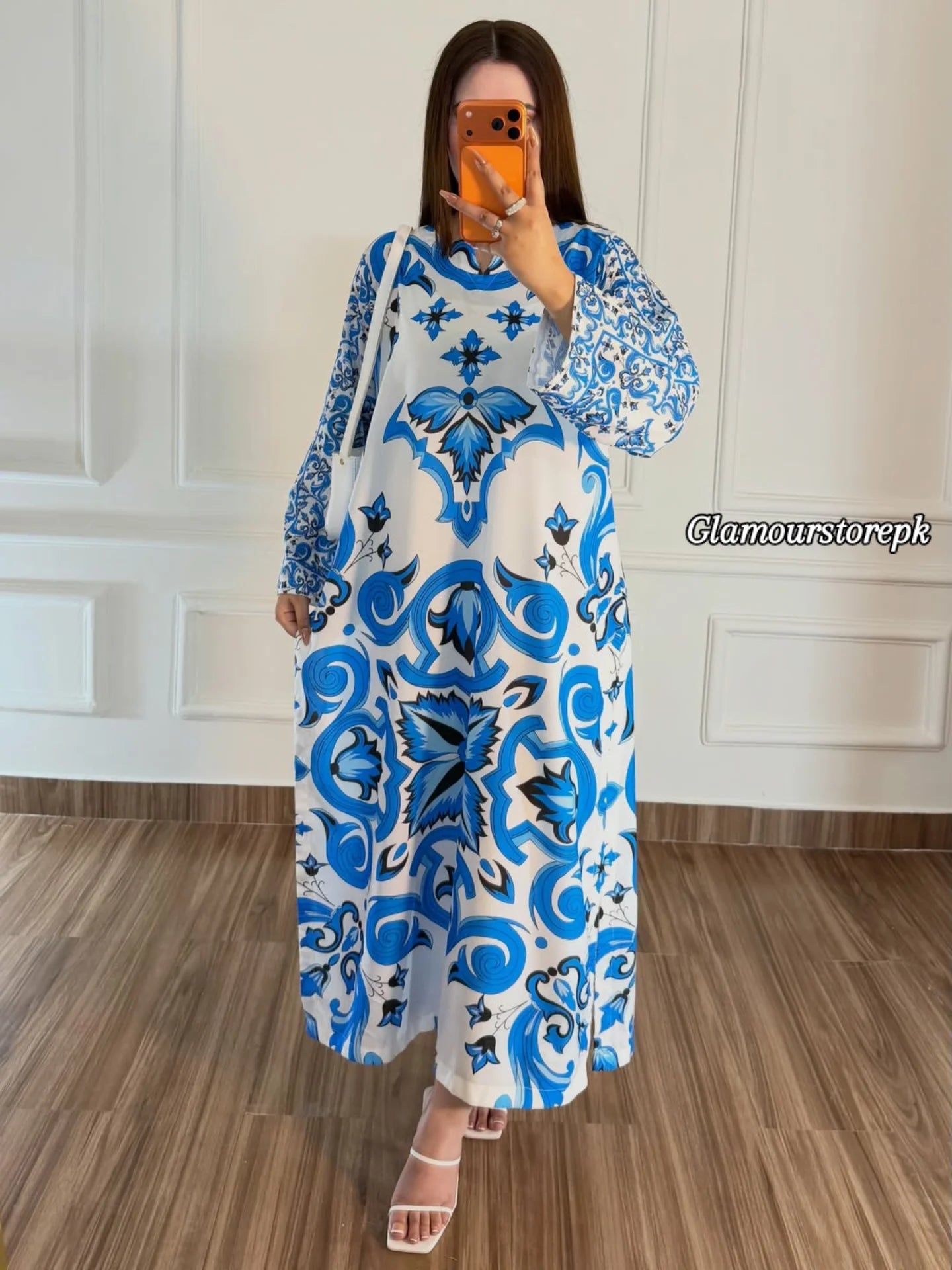Blue Royal Printed kaftan maxi – 2 Piece Set