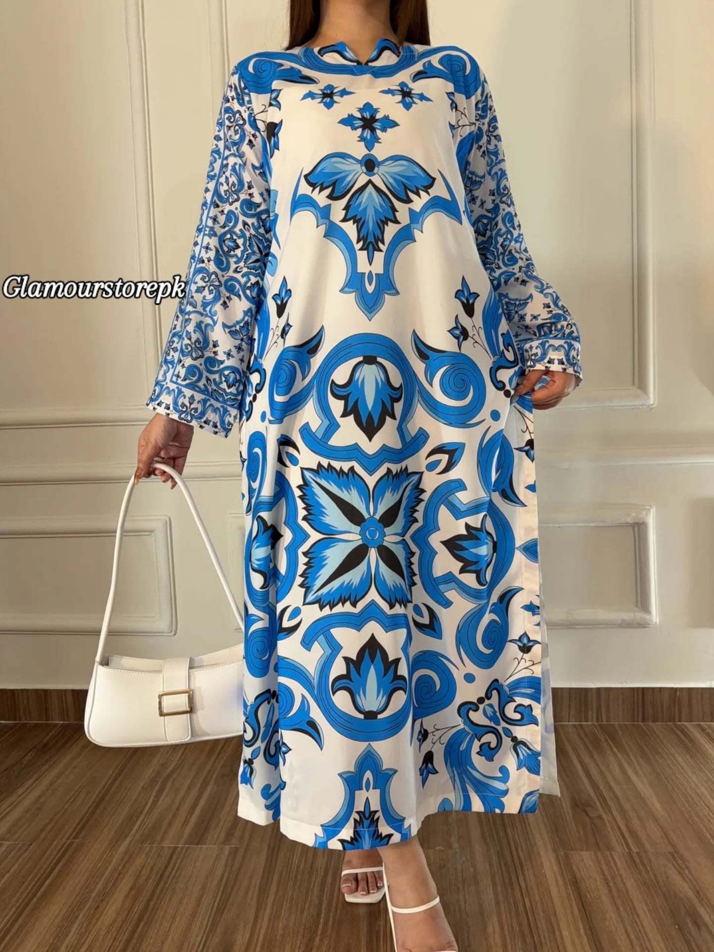 Blue Royal Printed kaftan maxi – 2 Piece Set